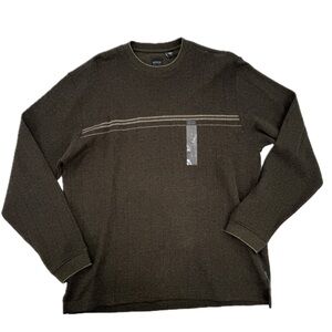 Arrow Marled Rib Knit Chest Stripe Cotton Sweater Green/Gray Mens Size Large NWT